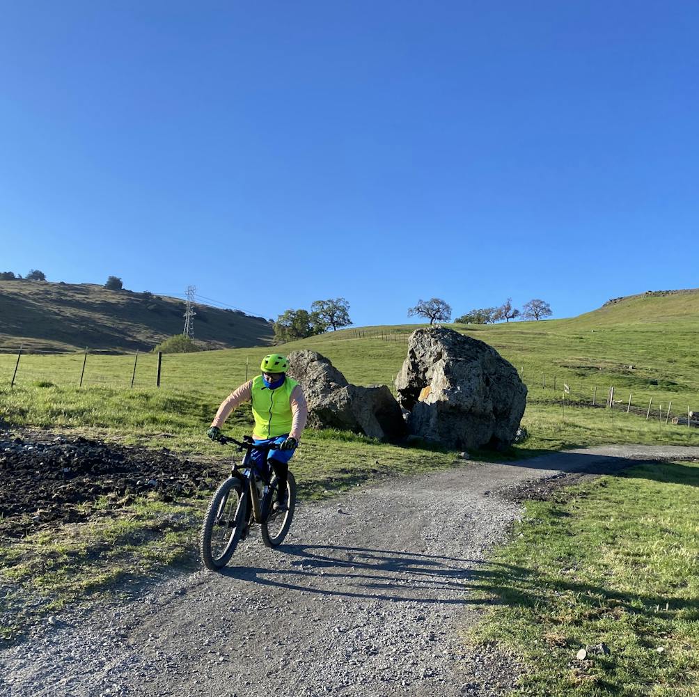 Mountain biker on a trail at Calero County Park in the South Bay