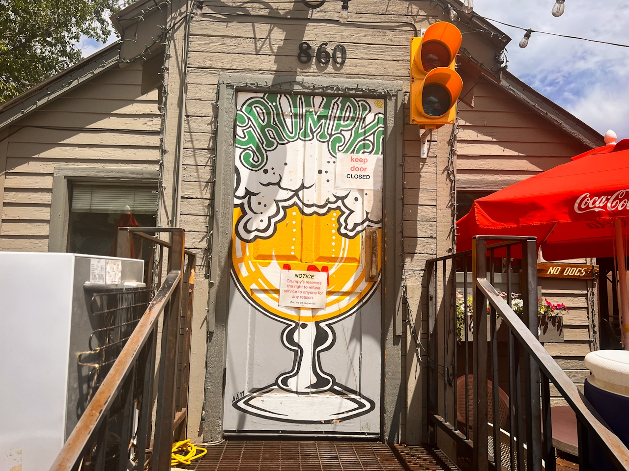 Doorway to Grumpys restaurant in Sun Valley Idaho 