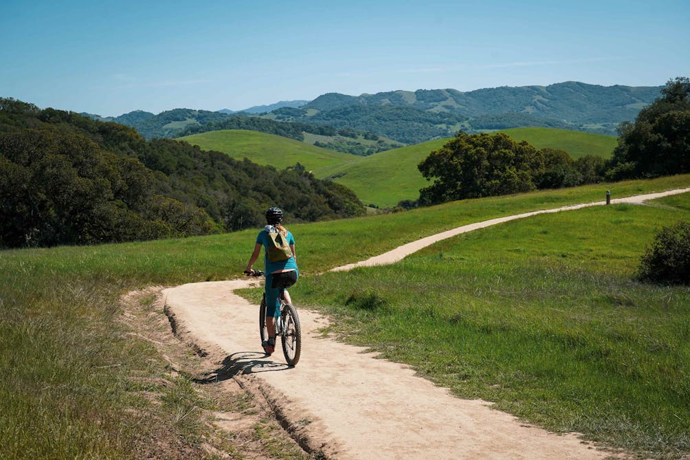 Biker at Helen Putnam Regional Park in Sonoma County 