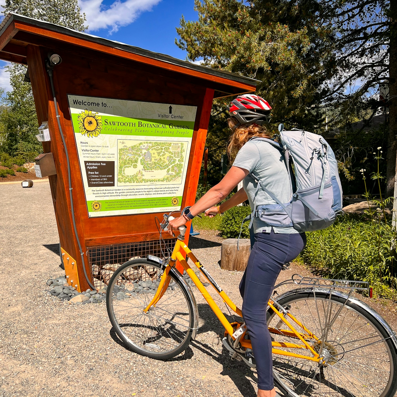 Cyclist at Sawtooth Botanical Garden