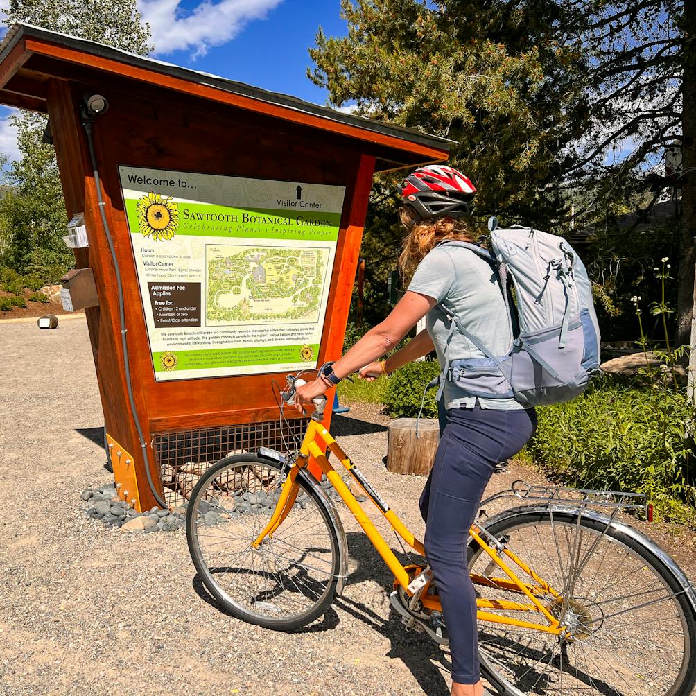 Cyclist at Sawtooth Botanical Garden