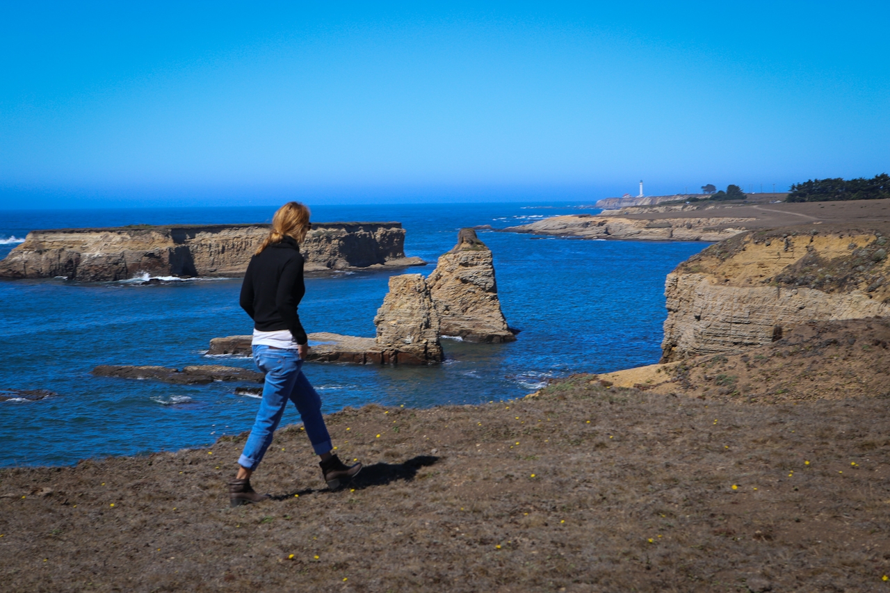 woman hiking Stornetta Public Land