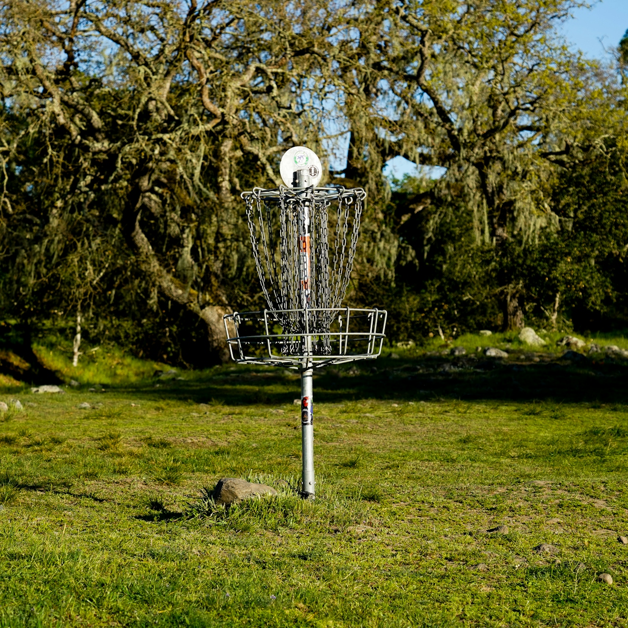 Disc Golf basket at Crane Creek Regional Park in Sonoma County 