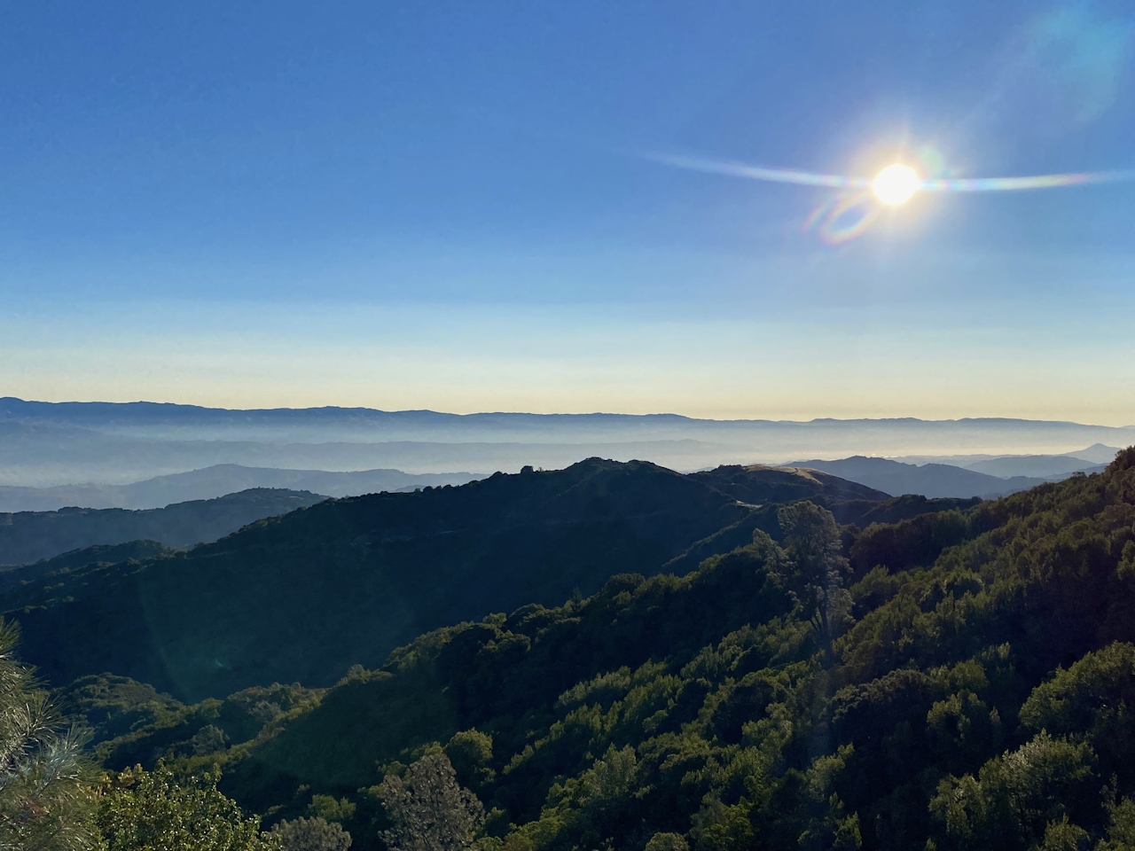 Sunrise view of the Santa Cruz mountains from Mount Umunhum 