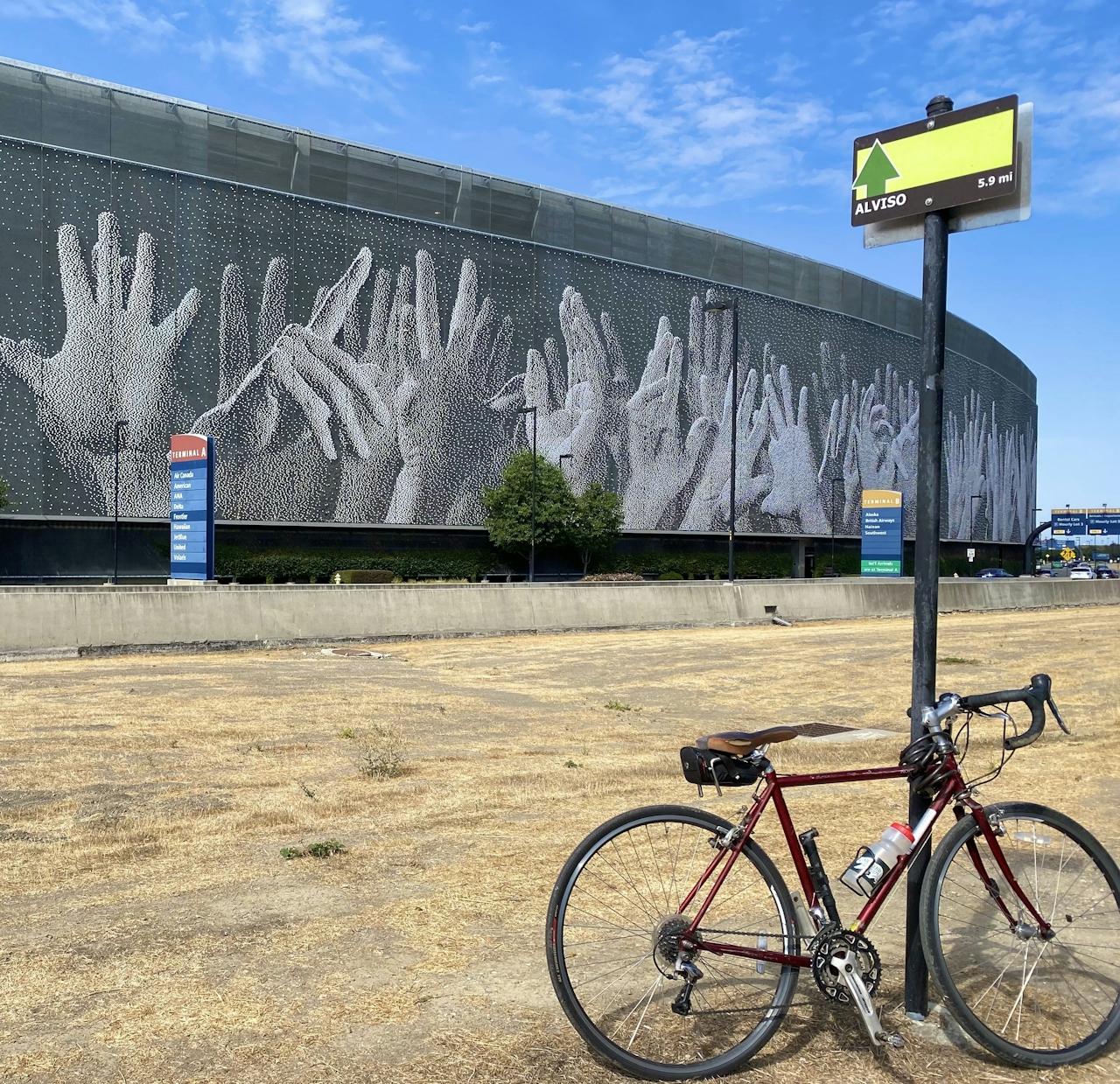 Bike parked at the San Jose airport 