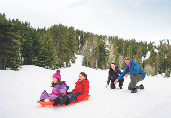 family sledding in north lake tahoe