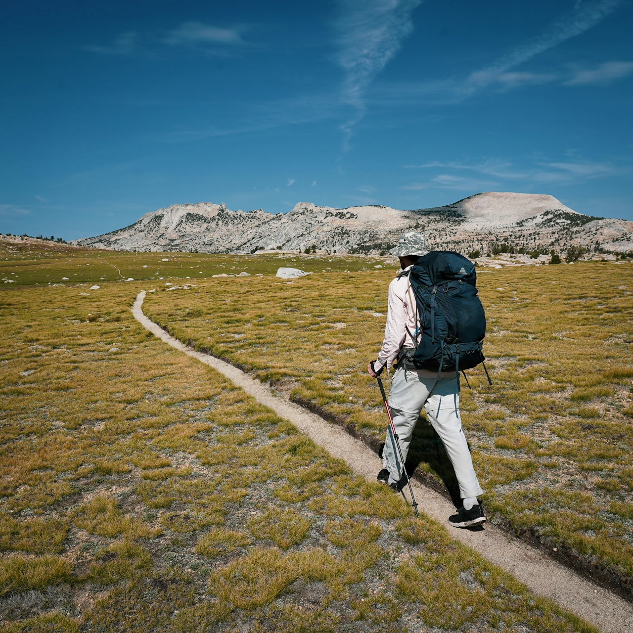 hiker in Yosemite High Sierra