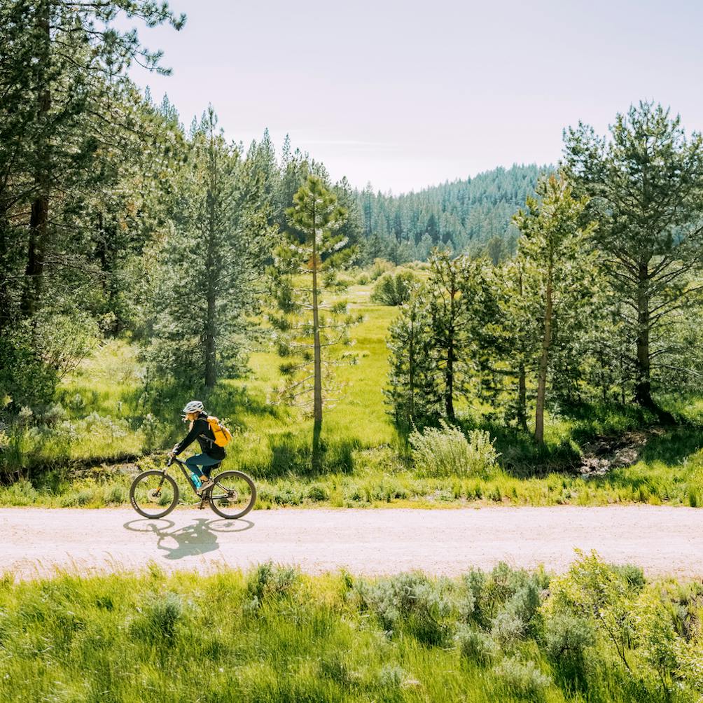 Bike riding at Spooner Lake near Tahoe