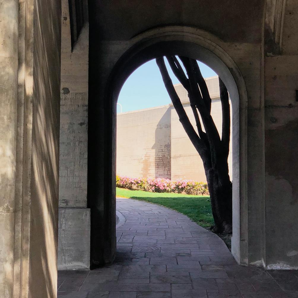Arch architecture passageway at Forest Lawn Memorial Park in Glendale
