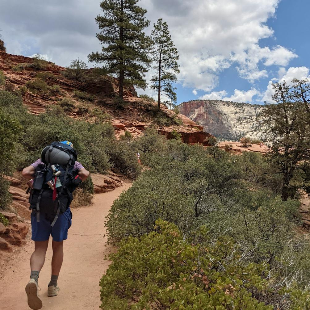 Backpacker on the West Rim Trail at Zion National Park 