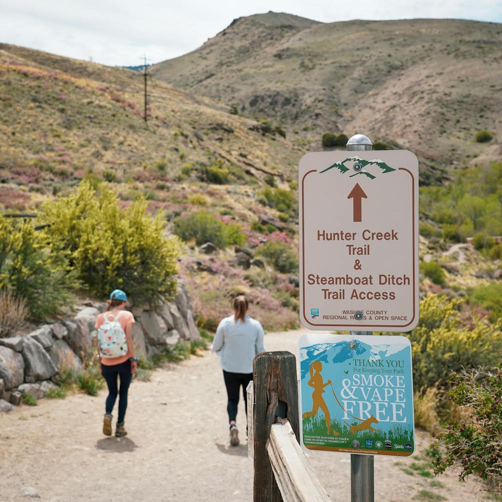 HIkers at Hunters Creek Falls in Reno 