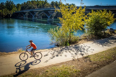 biker on Sacramento River Trail Redding
