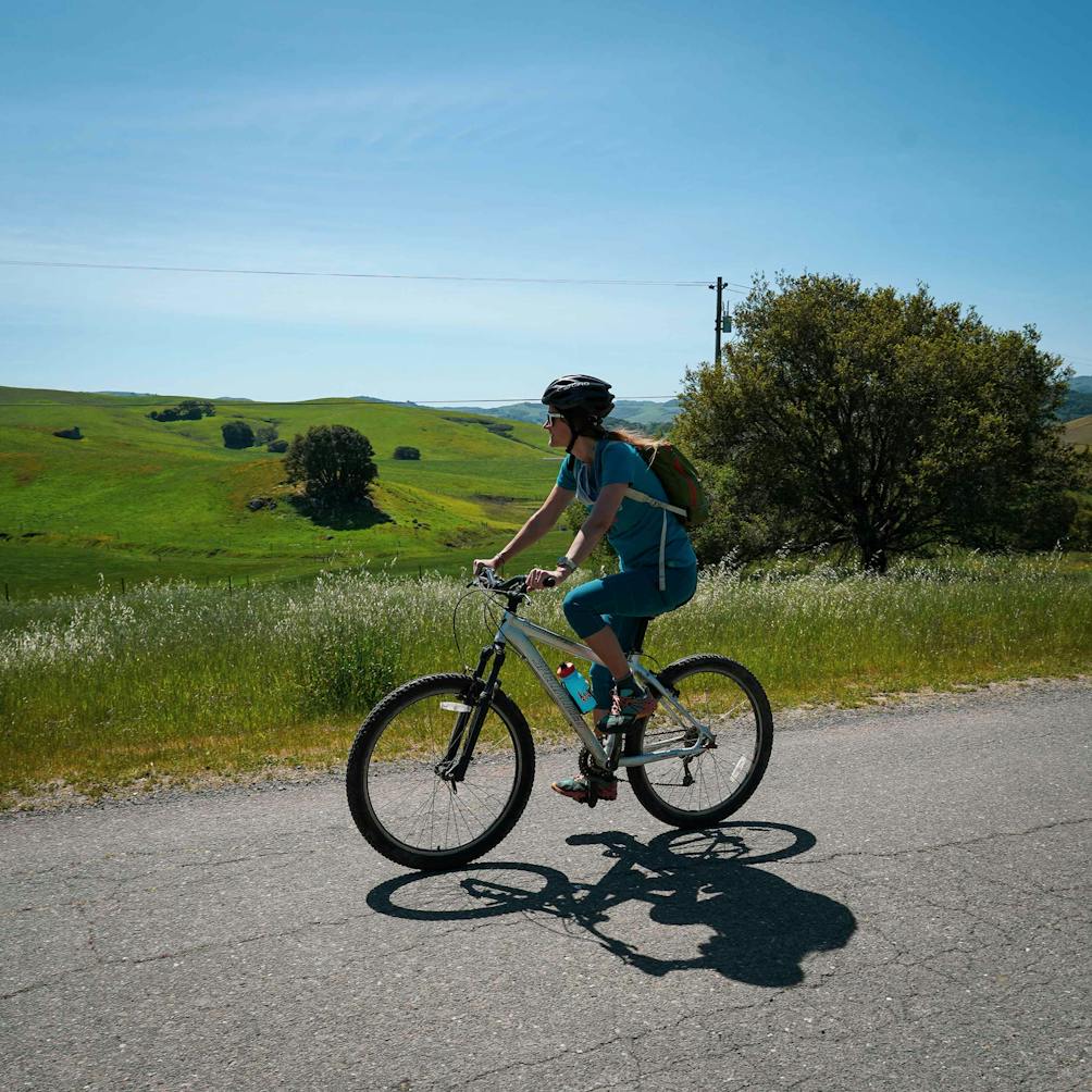 Biker at Helen Putnam Regional Park in Sonoma County Petaluma 