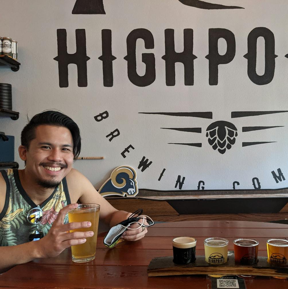 young person enjoying beer at Highpoint Brewing in San Dimas 