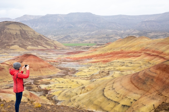 Woman in the Painted Hills in Eastern Oregon
