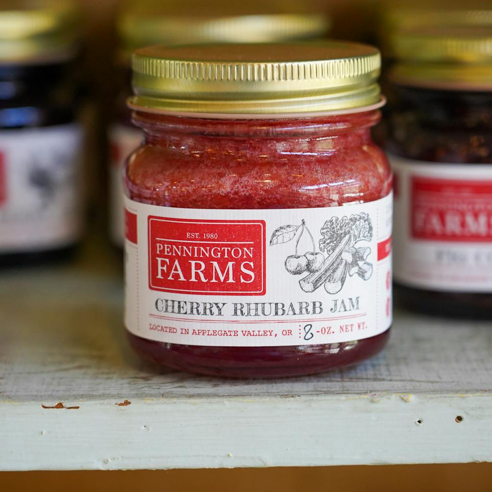 A photo of a jam jar from Pennington Farms on the Rogue Valley Food Trail in Southern Oregon 