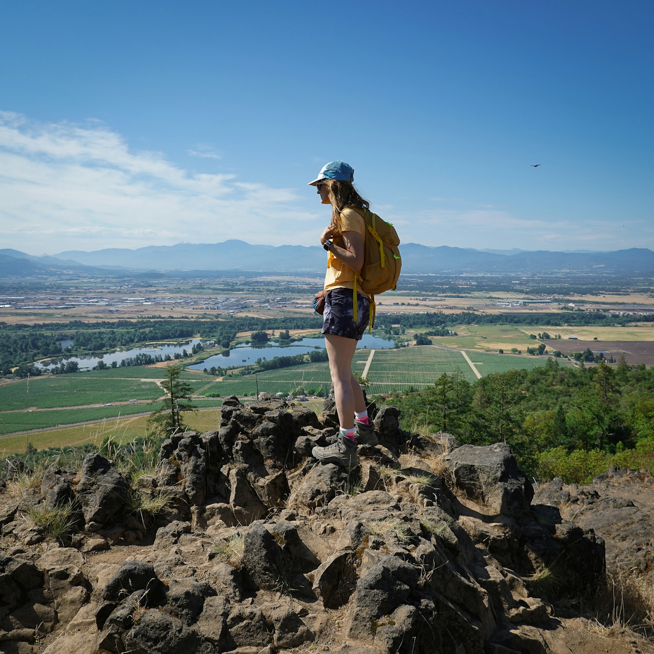 Hiker at Upper Table Rock near Medford 