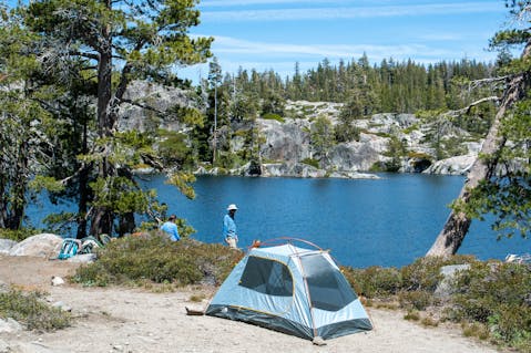 Campsite at Loch Leven Lakes in Tahoe National Forest 