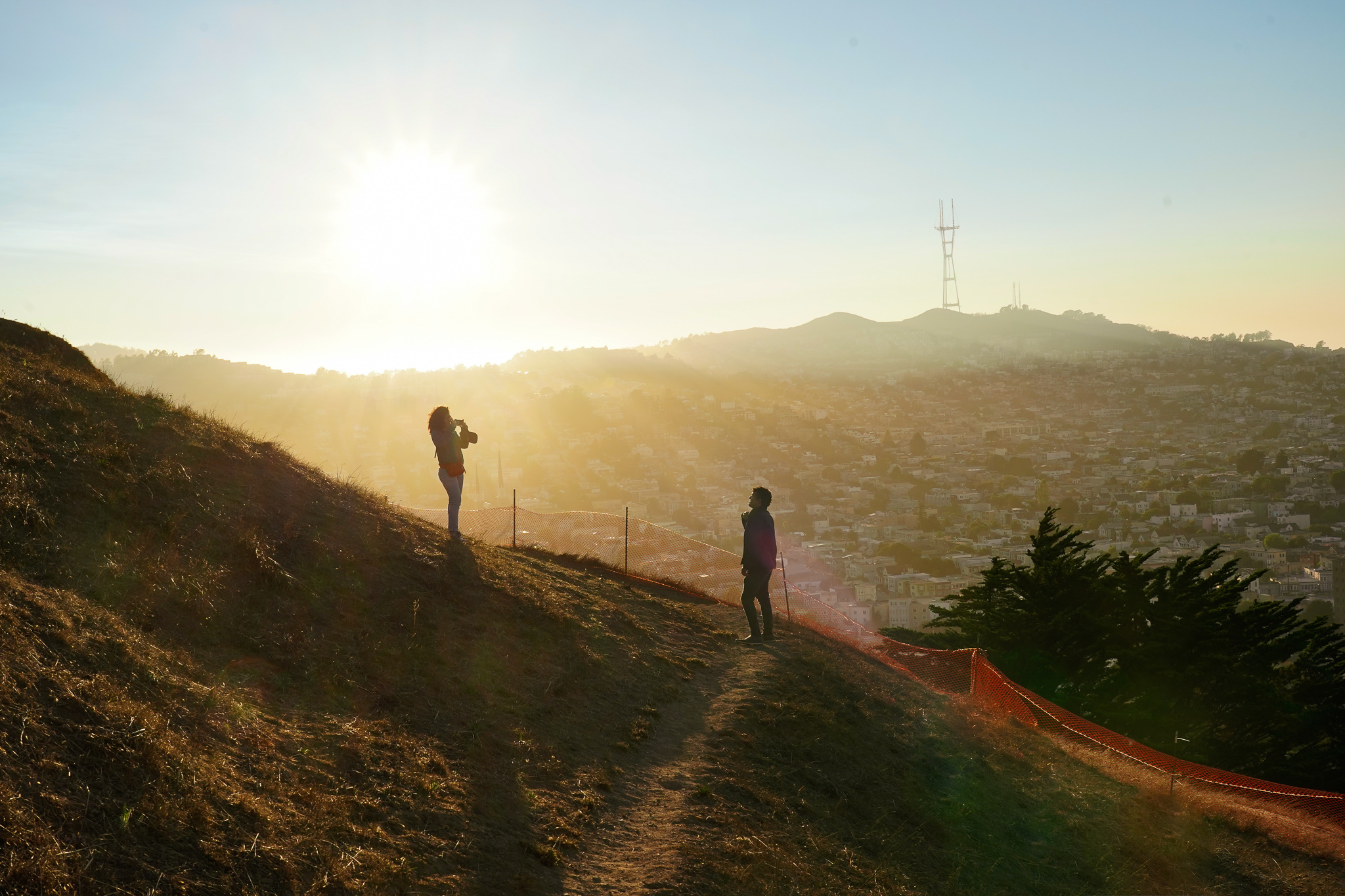 Bernal Heights Park in San Francisco at Sunset 