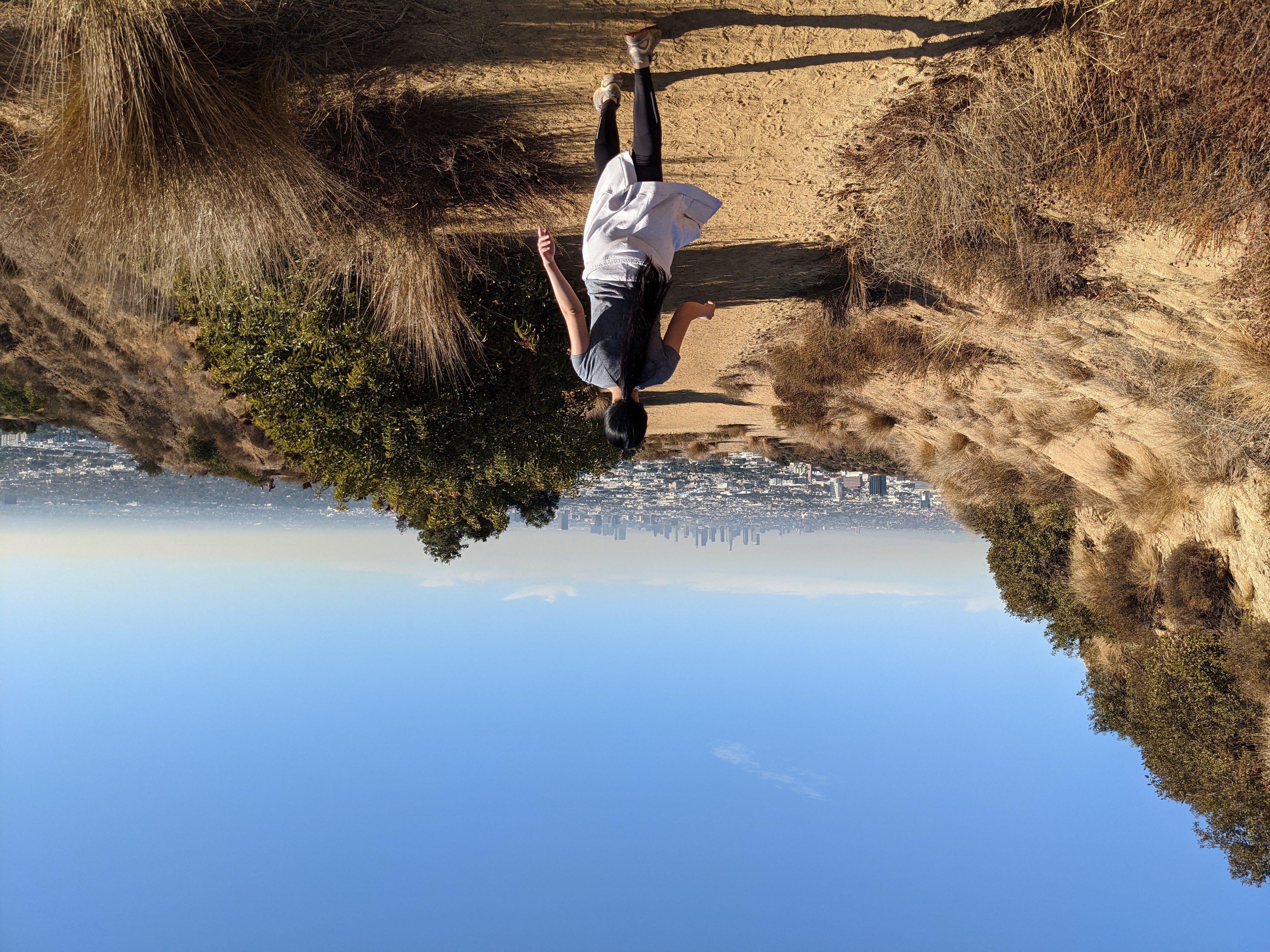 Woman hiking at Trebek Open Space in Los Angeles County 