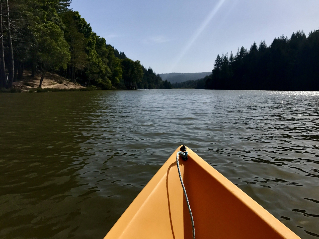 Kayak on Loch Lomond lake in the Santa Cruz Mountains 