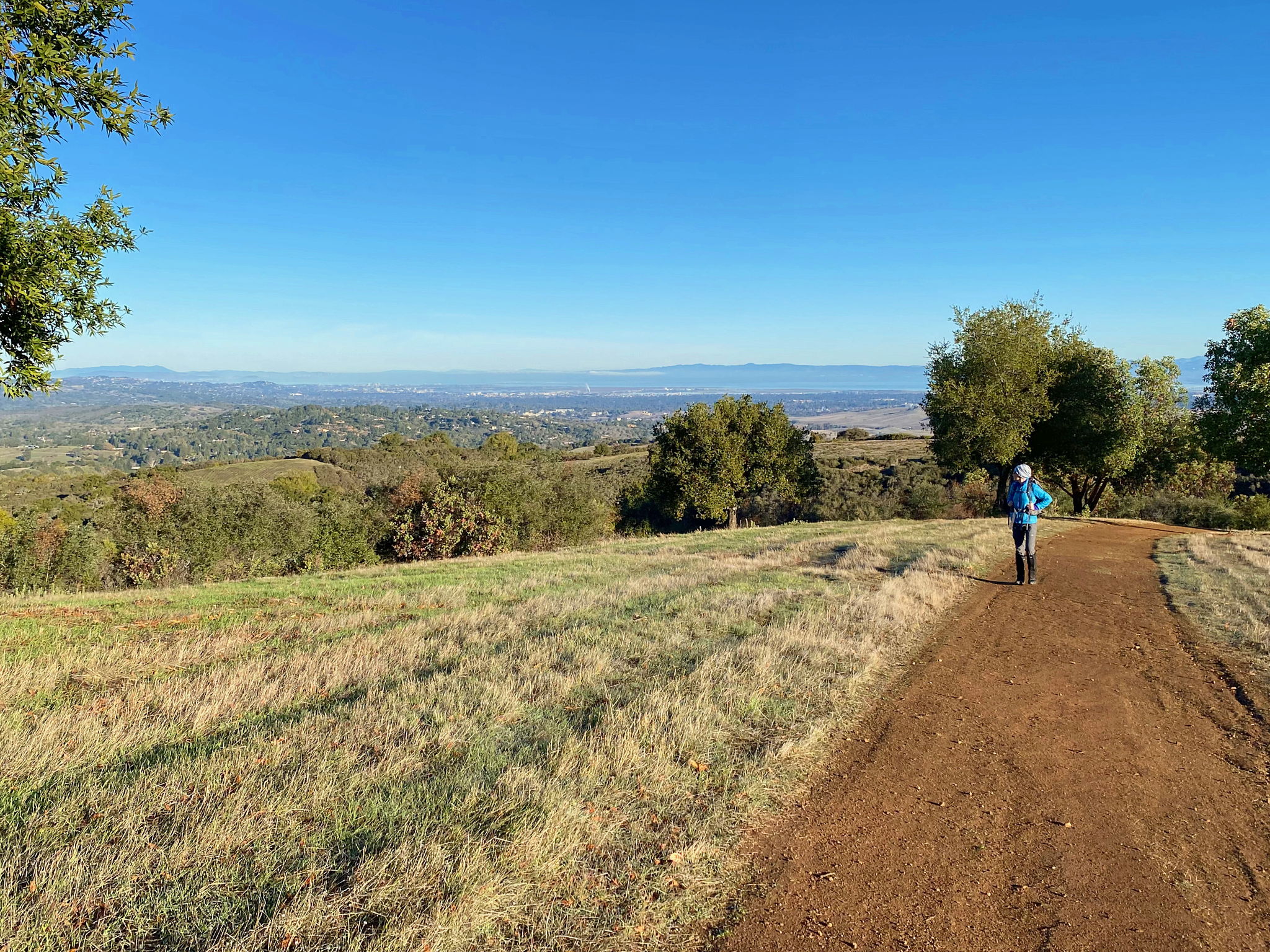 Woman on hiking trail at Foothills Park in Palo Alto 