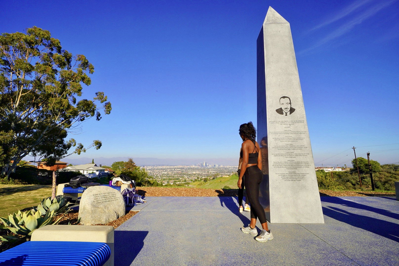 Woman at the Martin Luther King Jr. Memorial Tree Grove in LA
