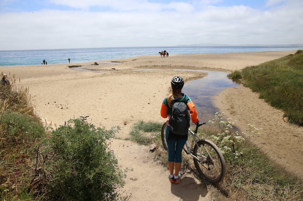 Biker at Santa Maria Beach in Point Reyes National Seashore 