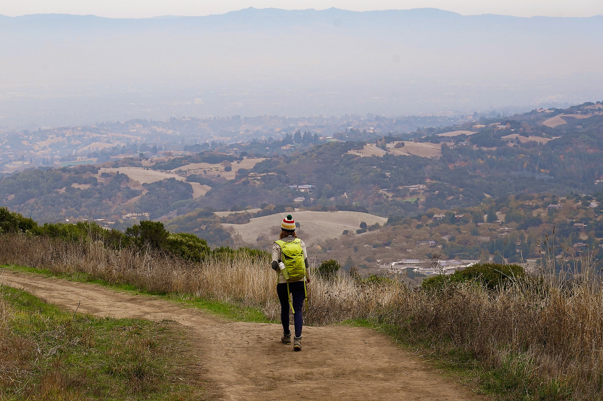 Woman hiking at Windy Hill Preserve 