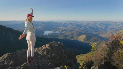 woman hiking Mt Tam east peak
