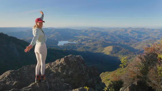 woman hiking Mt Tam east peak