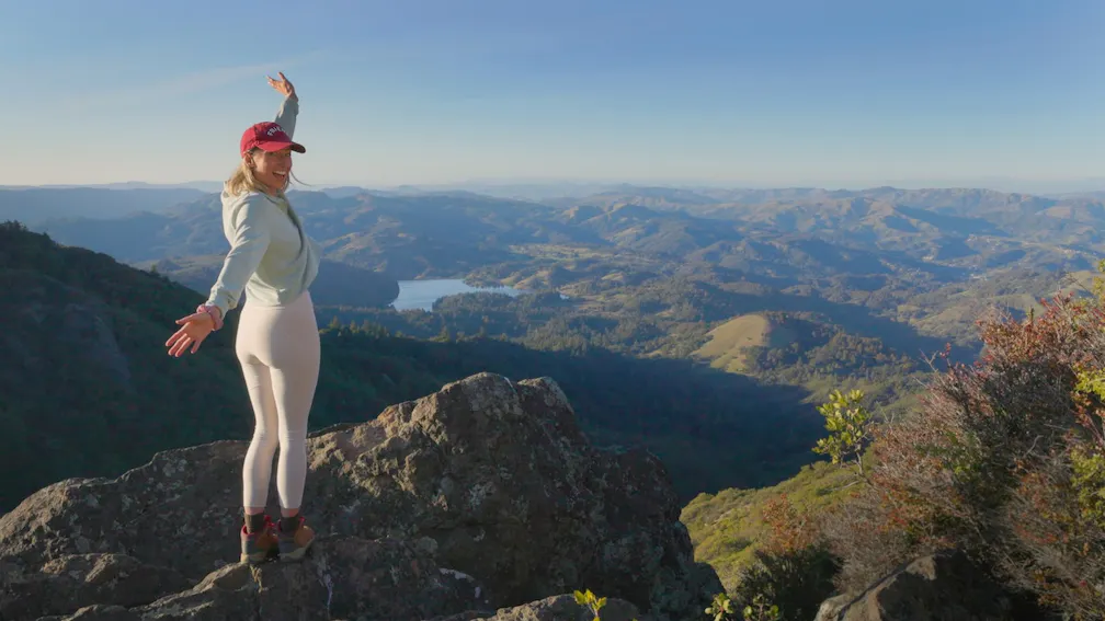 woman hiking Mt Tam east peak