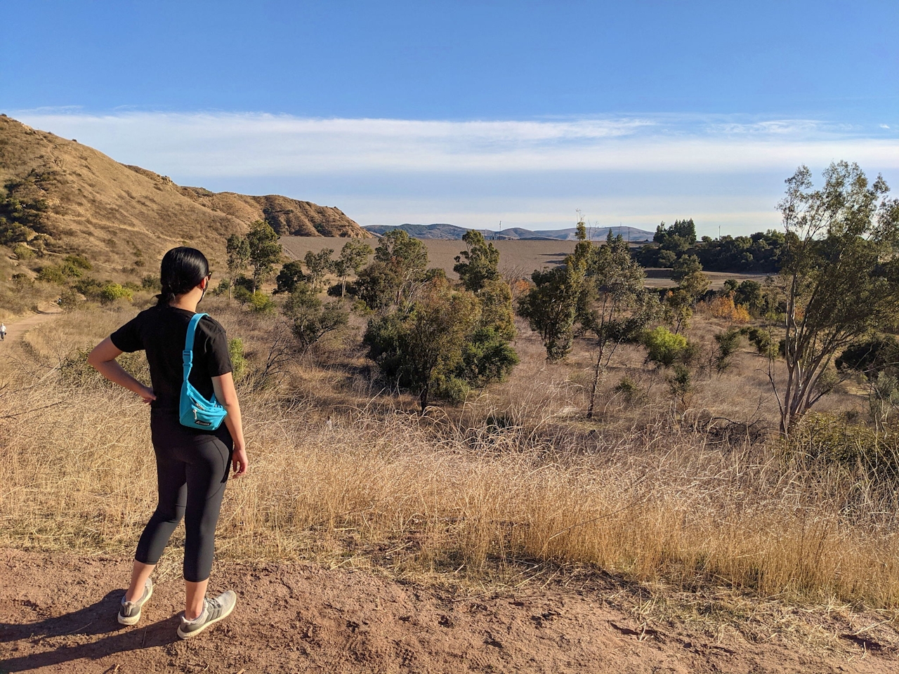 Woman hiking at Santiago Oaks Regional Park in Orange County 