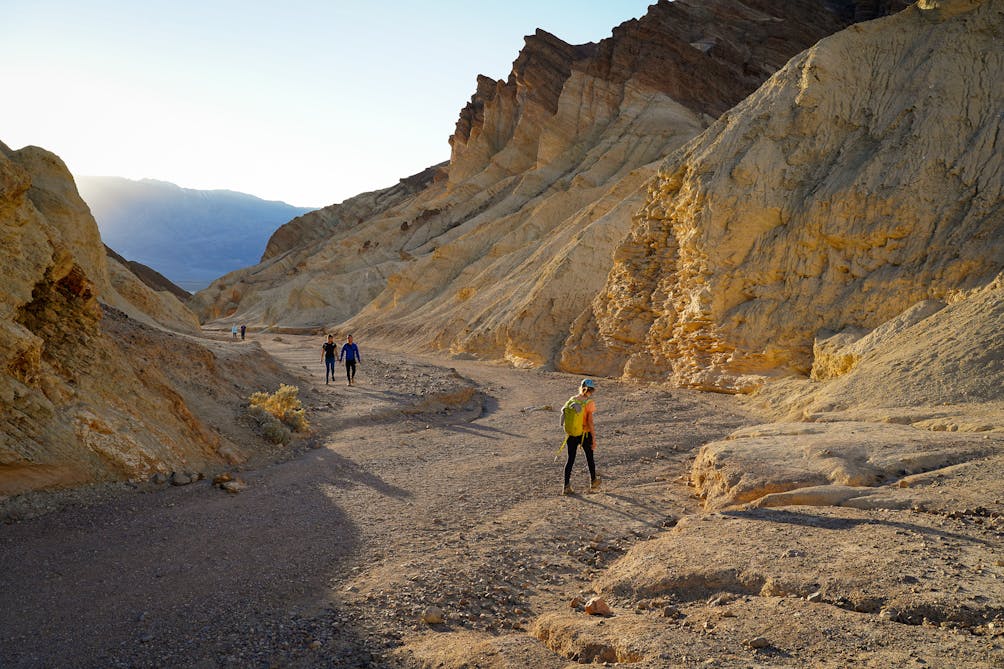 Hiker in Gold Canyon at Death Valley National Park 