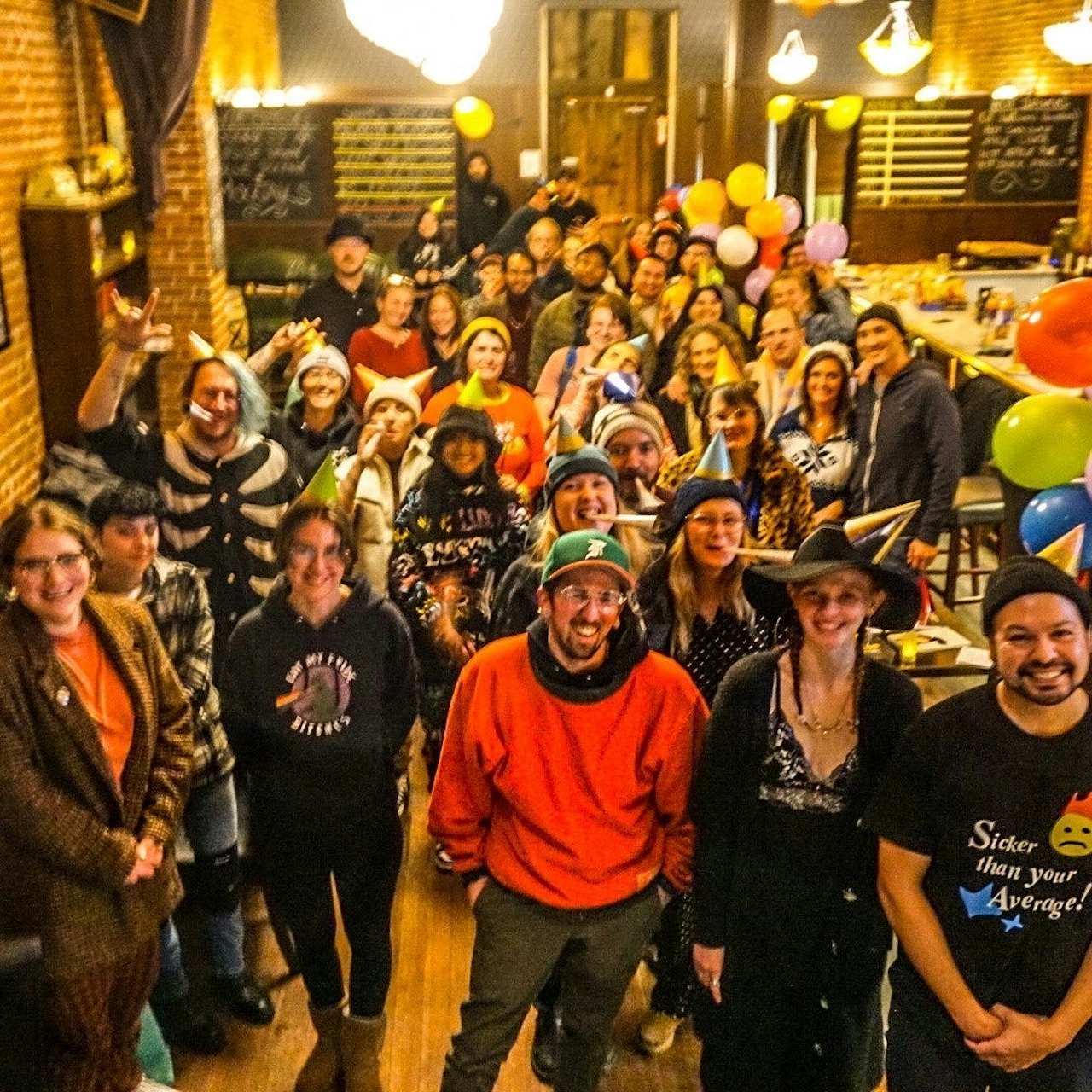 Group photo of participants in Monday Night Poetry at Shim's Tavern in Reno 