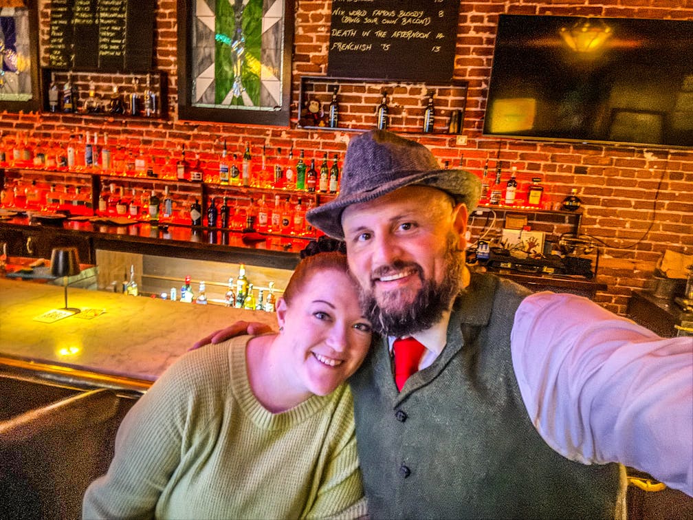 Jesse James Ziegler and his wife, Amanda McHenry at Shim's Tavern in Reno 