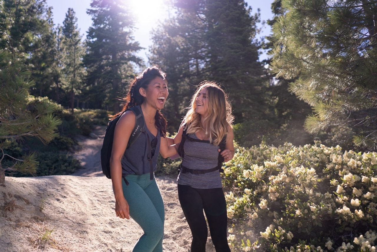 women hiking in lake tahoe