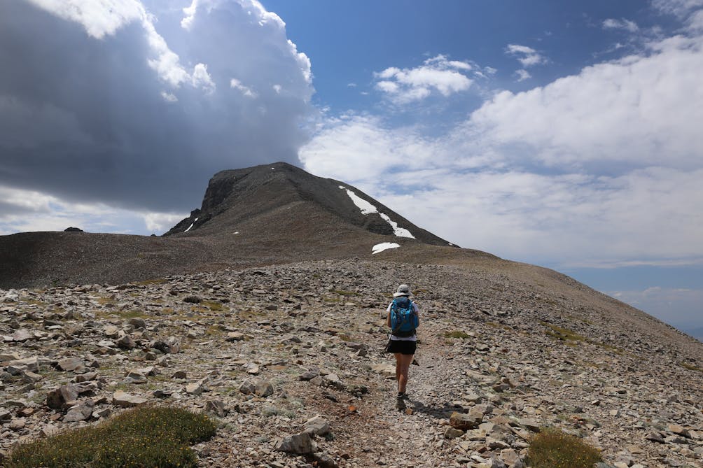 Hiker enroute to Wheeler Peak in Great Basin National Park Nevada 
