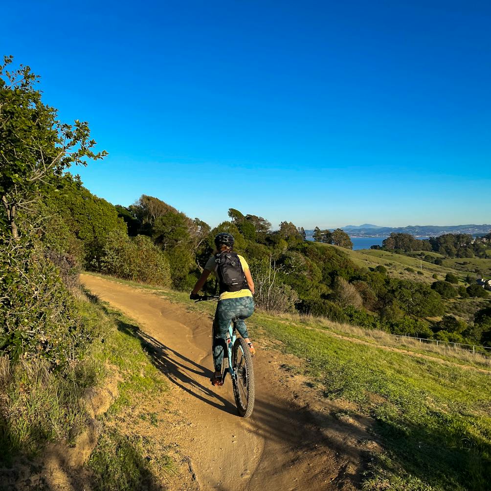 Mountain biker at China Camp State Park in the North Bay Marin 