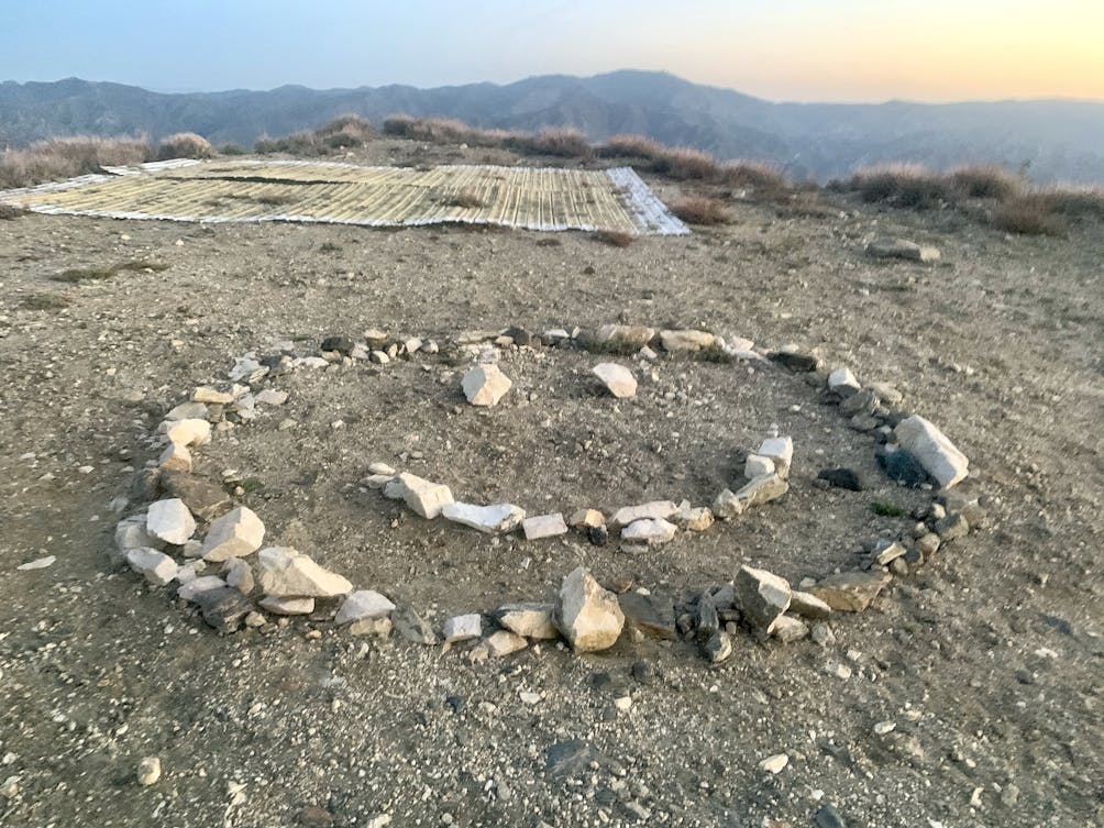 Rock formation of a smiling face at the summit of Josephine Peak in the San Gabriels 