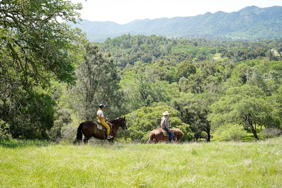 People on a guided horseback tour with Central Coast Trailrides at Santa Margarita Ranch near Paso Robles