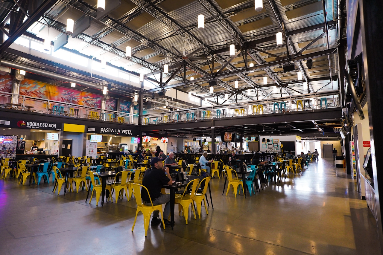 Inside Reno Public Market where there's lots of food stalls 