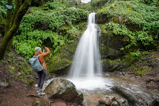 woman hiking Buck Gulch Falls Novato