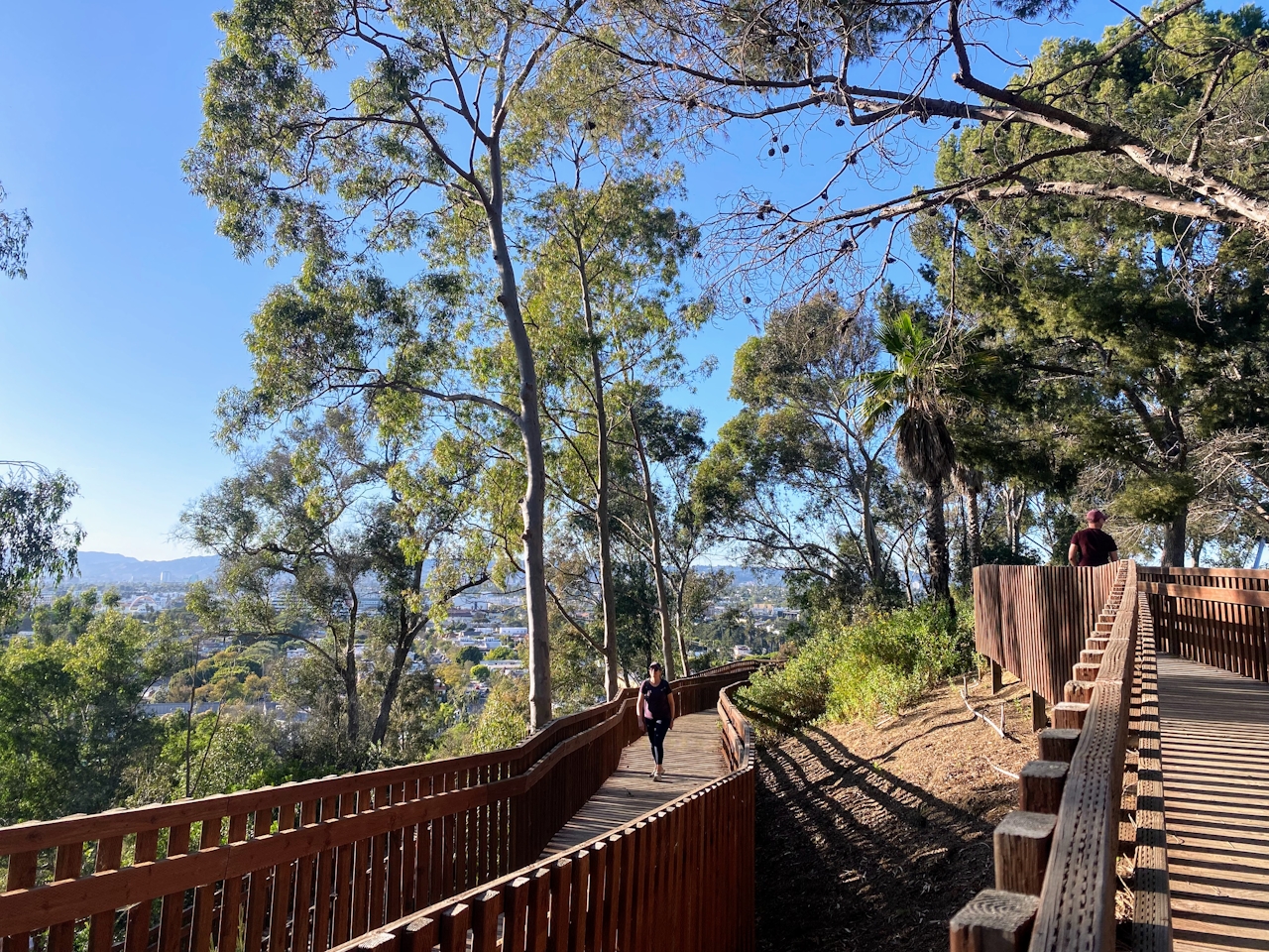 The long boardwalk as part of the Park to Playa Trail in Los Angeles