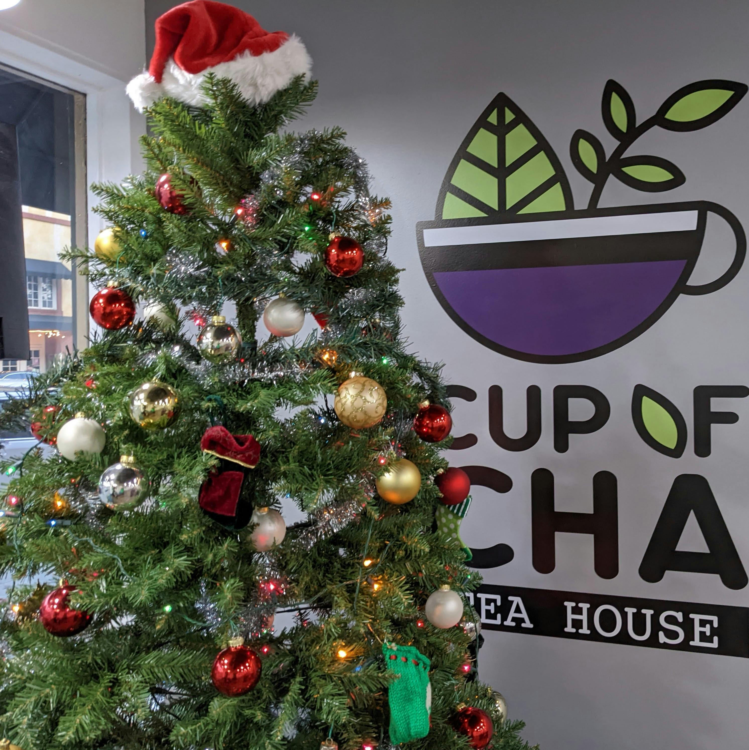 Christmas Tree at Cup of Cha  Tea House in Old Town Monrovia Los Angeles County 