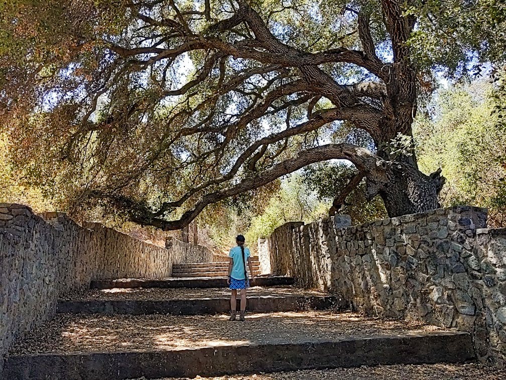 Hiker at Dos Picos County Park in San Diego County