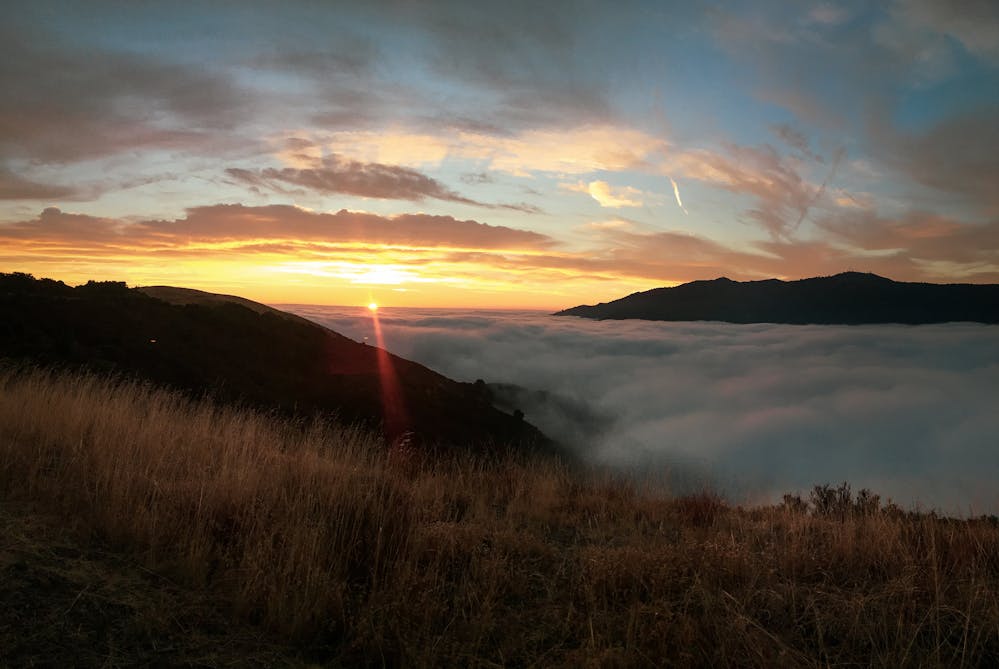 sunrise on the trail up to Mt Umunhum