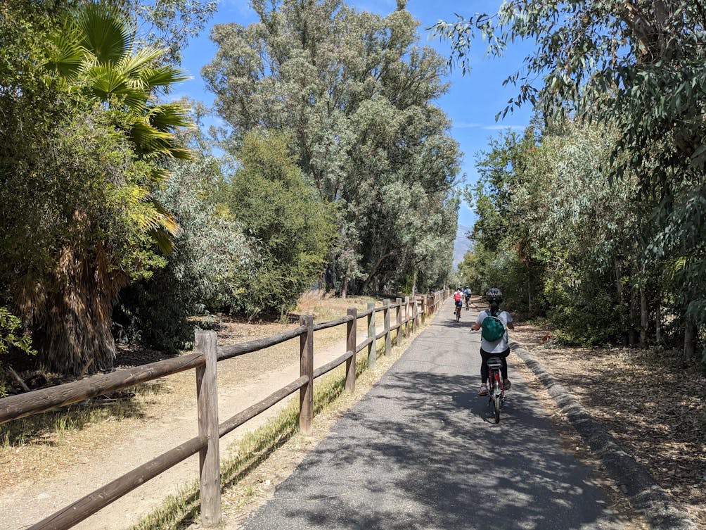 Woman biking the Ventura to Ojai bike path 