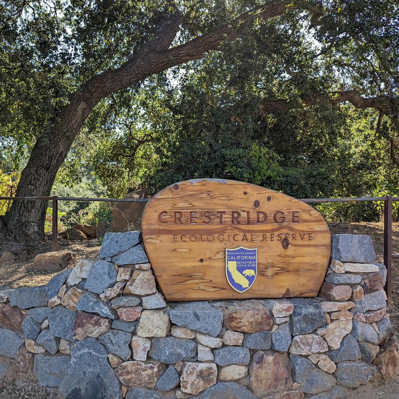 Sign for Crestridge Ecological Reserve in San Diego County