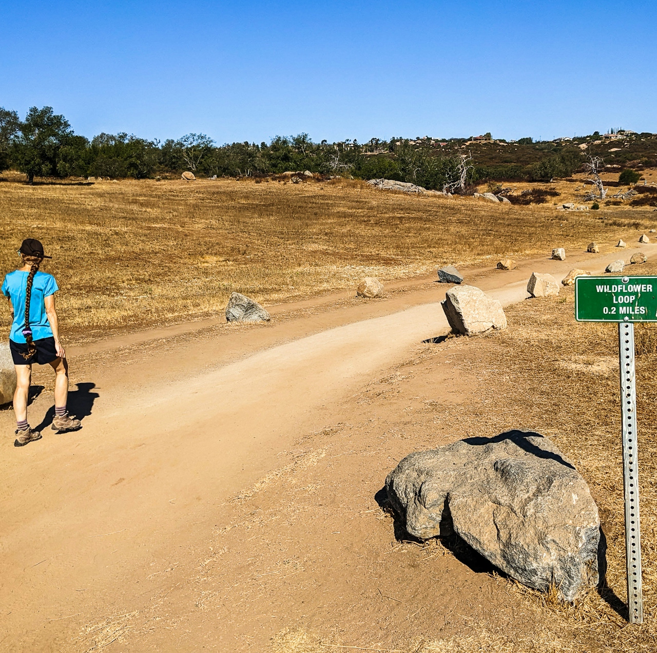 Hiker at Grasslands Preserve in northern San Diego County 